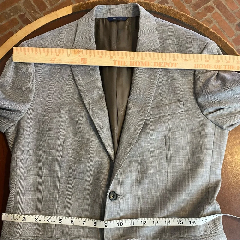 Brooks Brothers 1818‎ Milano Saxxon Wool Blazer Gray Plaid Windowpane 42R W36